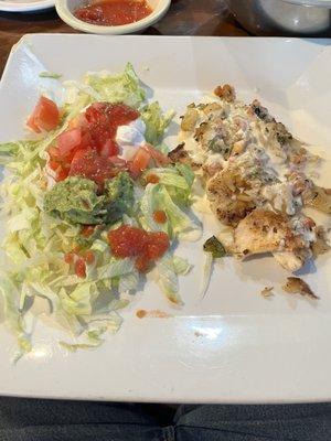 Tropical Tilapia with guacamole salad as the side.