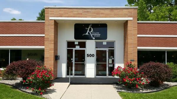 The front of the building. Right by Foster Park.