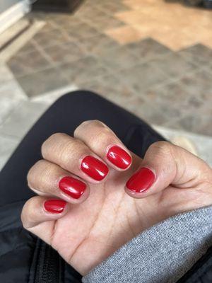 Red, OPI no chip gel with no extensions