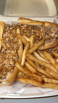 Chicken cheese con fries