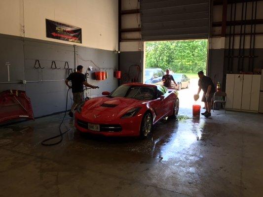 Dan, editor for Corvettes of Cleveland cruised in for a quick wash before one of our car shows!