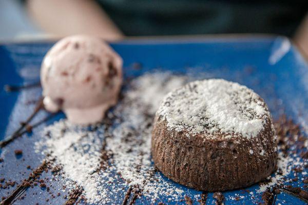 Sokolatina (warm chocolate cake with sour cherry ice cream and chocolate sauce) $12.75