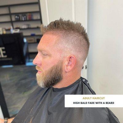 Adult haircut with a beard. Barber - Drex