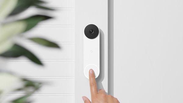 Google Nest Doorbell mounted next to front door