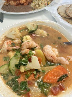 Shrimp soup... yummy!  Delicate and rich at the same time.