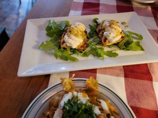 Bruschetta with ricotta + pistachio + hot honey