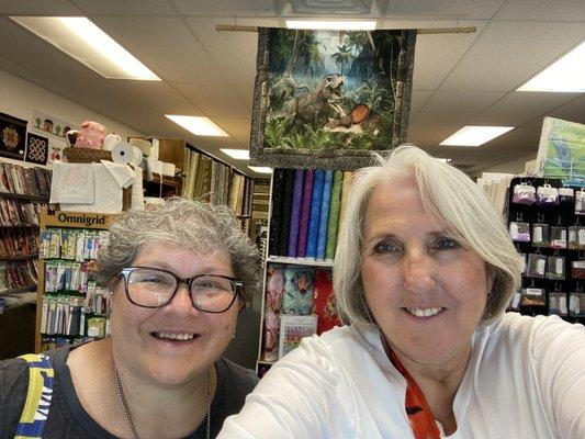 Two happy women enjoying a great quilt shop