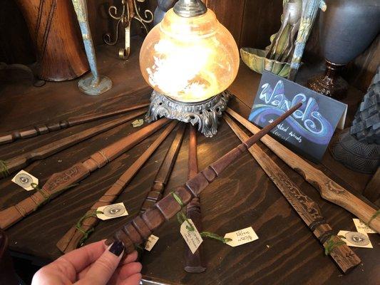 Hand carved wooden wands.