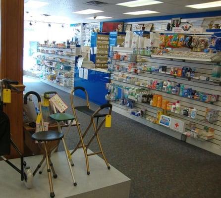 OTC items, and seated canes