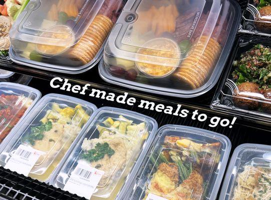 Chef made meals in our grab and go cooler. Check out our hot food bar too!