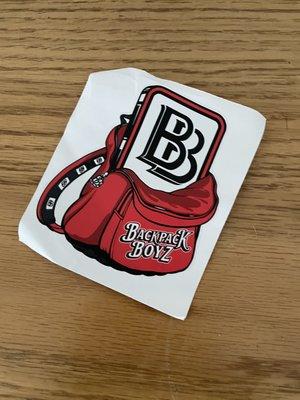 Sticker from real backpack boyz location in LA