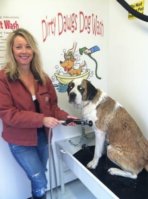 Check out the self serve dog wash next door open 24 hours