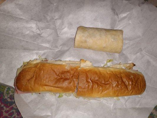 Took a picture of the taco next to the sub I got for a size comparison. The tacos were "snack wrap" size