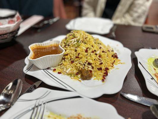 Saffron Chicken with Barberry Rice