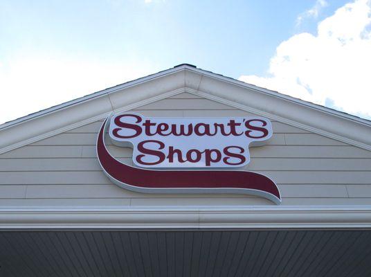 Image of the Stewart's Shops sign located above the entrance.