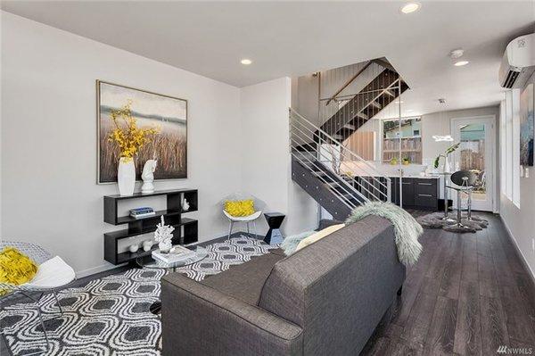 First Floor of Magnolia townhouse, looking from Living Room towards the Kitchen.