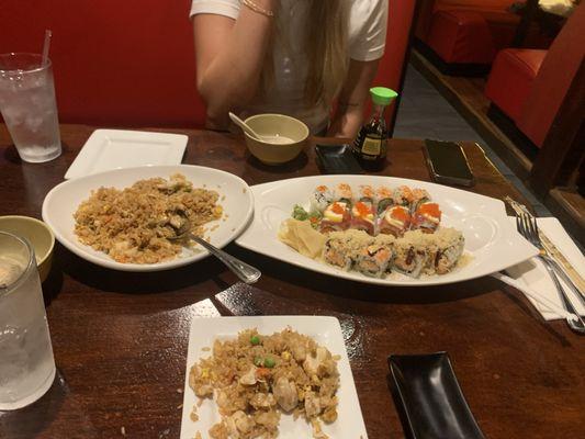 Chicken Fried Rice California roll Pink Lady (with Salmon) Tiger Roll