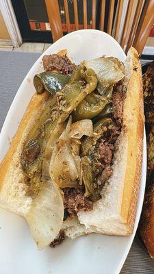 Italian beef and sausage sandwich