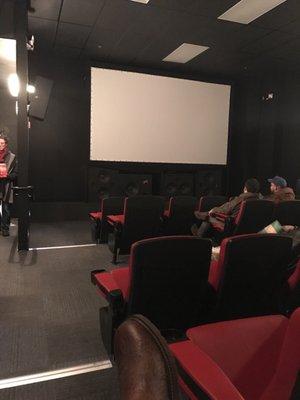 Two screens. This is the smaller side of the theater that seats 48.