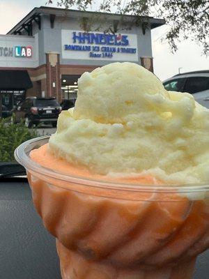 Orange and pineapple sherbet