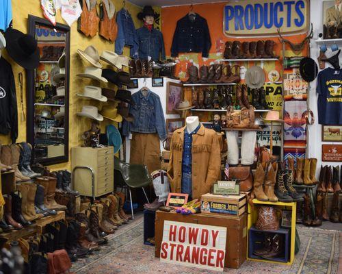 vintage cowboy hats, fringe jackets and cowboy boots