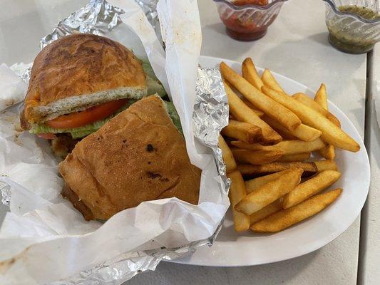 Chicken Asada Torta w/Fries