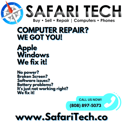 Safari Tech Hawaii, call today for diagnostics! 808 897 5073