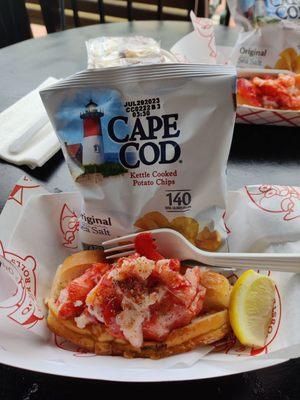 Classic Lobster Roll with a side of chips