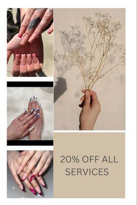 SPECIAL OFFER 
Get 20% OFF your next visit when you follow us on Instagram and tag your friends on this post!