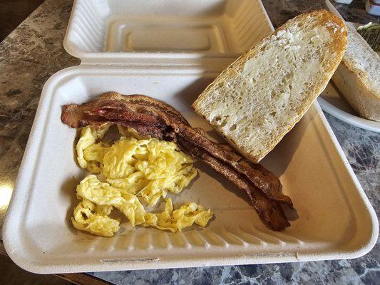 One Egg Breakfast with bacon & baguette