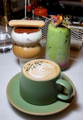 Tiramisu Latte & Matcha on Fire & Black Sesame Latte (@joeynht)