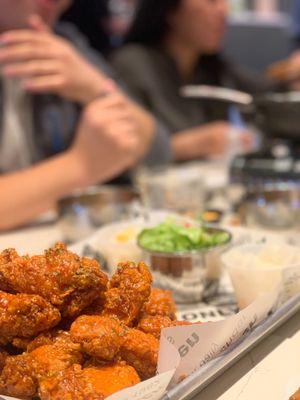 Crispy Spicy Fried Wings with sides