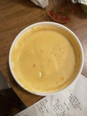 Queso was very flavorful. Choice of yellow or white.