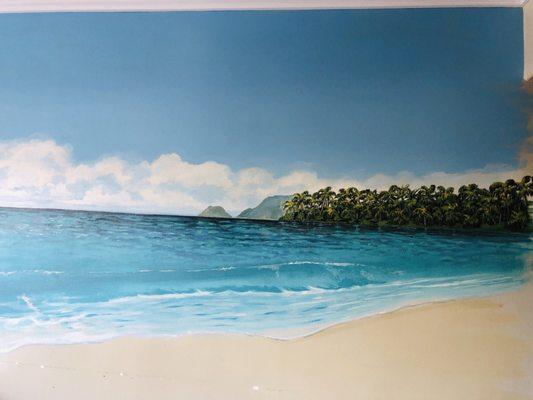 Nice beach painting in the waiting room.