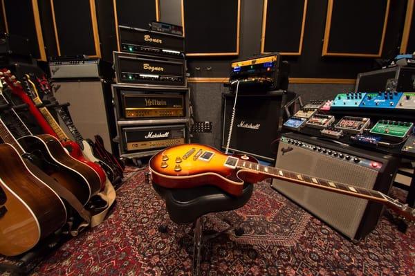 Guitar recording station at Costa Mesa Recording Studios