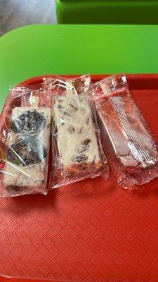 Oreo, Pecan, & Strawberry and Cream popsicles