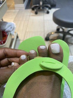 My $60 pedicure with watered down polish after they said they didn't have my color because I didn't want shellac.