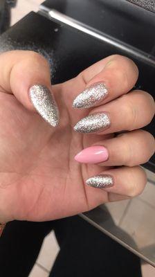 Glittery nails with an accent nail !