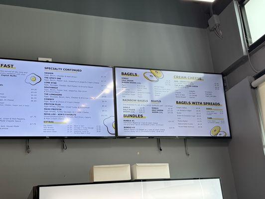 Bagel and sandwich menu