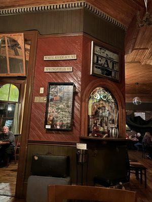 Seating area in old ticket booth