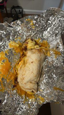 Yes deliciousness wrapped in foil beacon eggs and cheese.