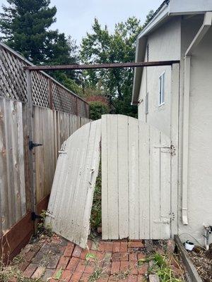 This gate has been broken for months. The word is two rotted out for me to repair it myself.