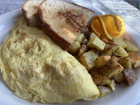 Combo 4:  Choice of meat & cheese omelette, home fries, peasant toast.  Best in the area!!!