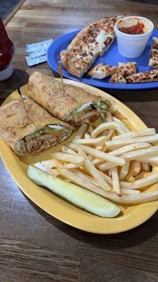 Rudy's wrap with fries