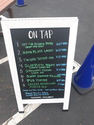 Beer tap list June 2022