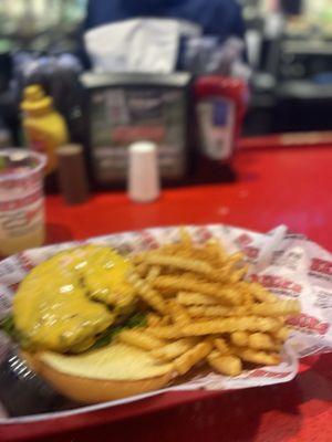 The Hero Burger with French Fries