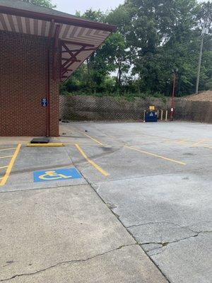 The car was in parking spot to the right of handicap spot right where Alex said was fine.