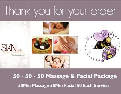 50-50-50 Massage and Facial Package Heath and Skin Care Professionals