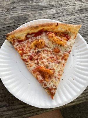 Perfect slice of cheese pizza.