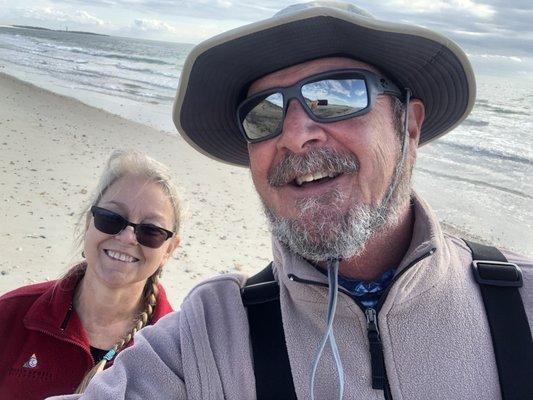 Captain Monty Poling and I at Shackleford Banks.